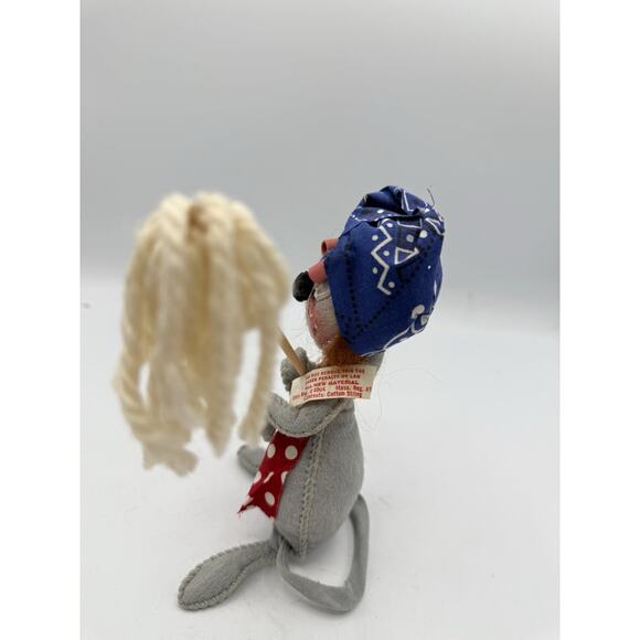 1971 Annalee Cleaning Mouse Doll 6” Red Polka Dot Apron Mop Curlers Bandana VTG - Picture 4 of 6